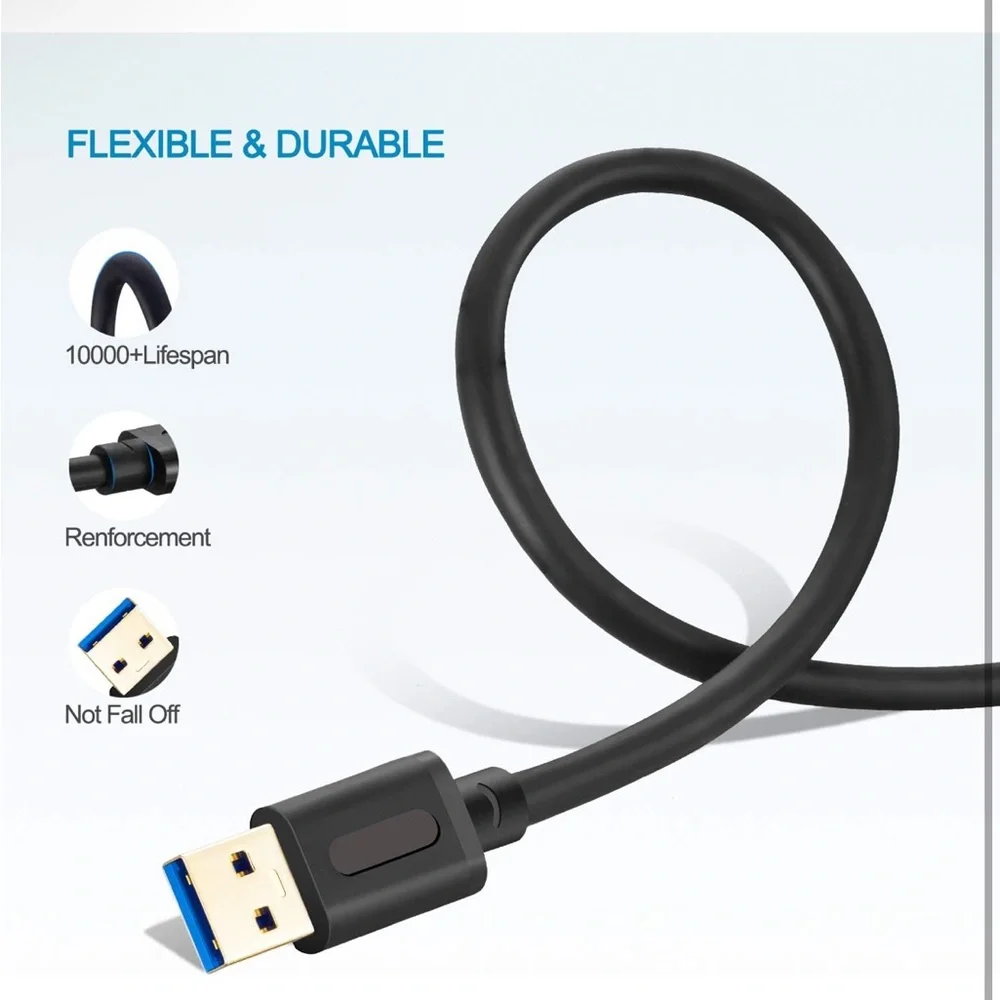 2 USB 3.0 Male to Male Cable Gold High Speed Data Transfer Laptop Cooler 3ft 1ft
